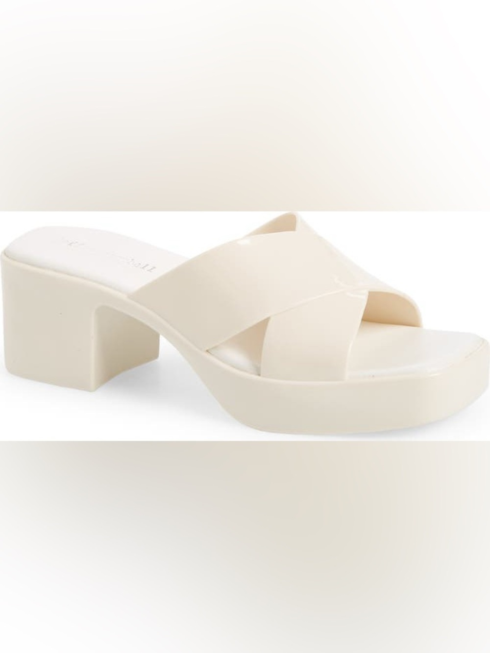 Jeffrey Campbell Bubblegum Jelly Platform Sandal Size 8 Cream Shiny Heel Slide
